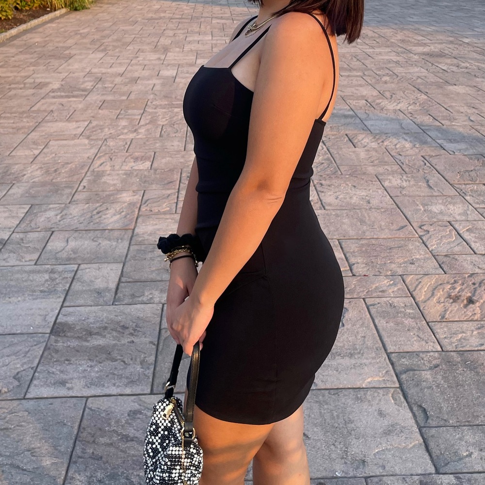 Classic black mini bodycon dress